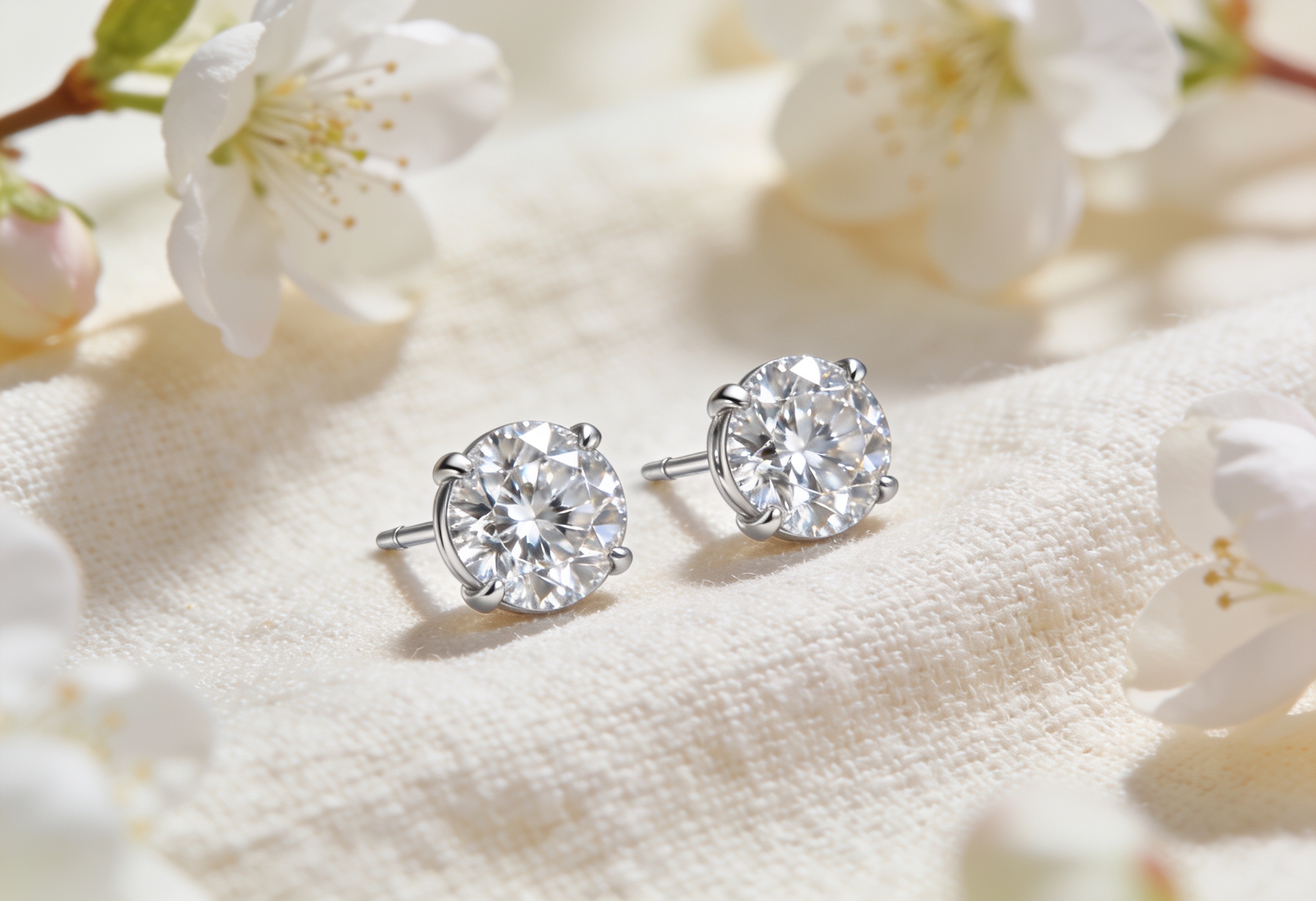 April Birthstone: The Diamond, Meaning & Gift Ideas 2 Lab grown diamond stud earrings, the April birthstone, in white gold