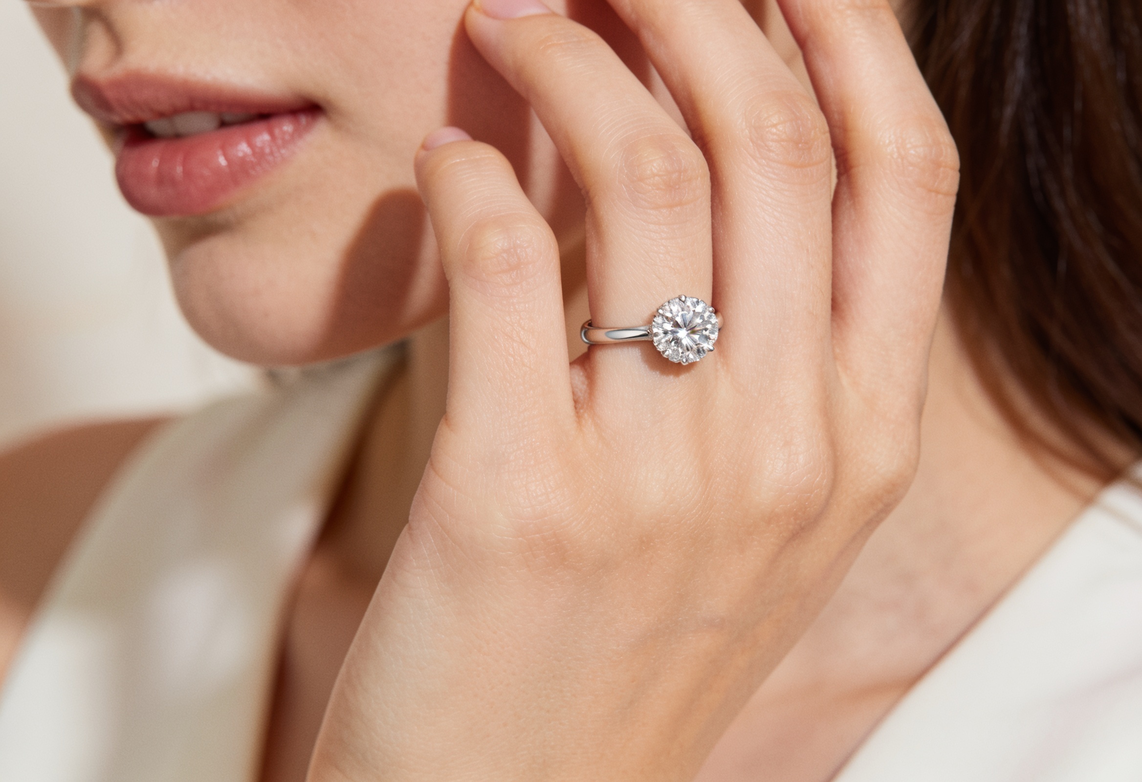 Diamond Clarity Chart: All Grades Explained (FL to I3) 3 Eye-clean diamond solitaire ring sparkling on a hand