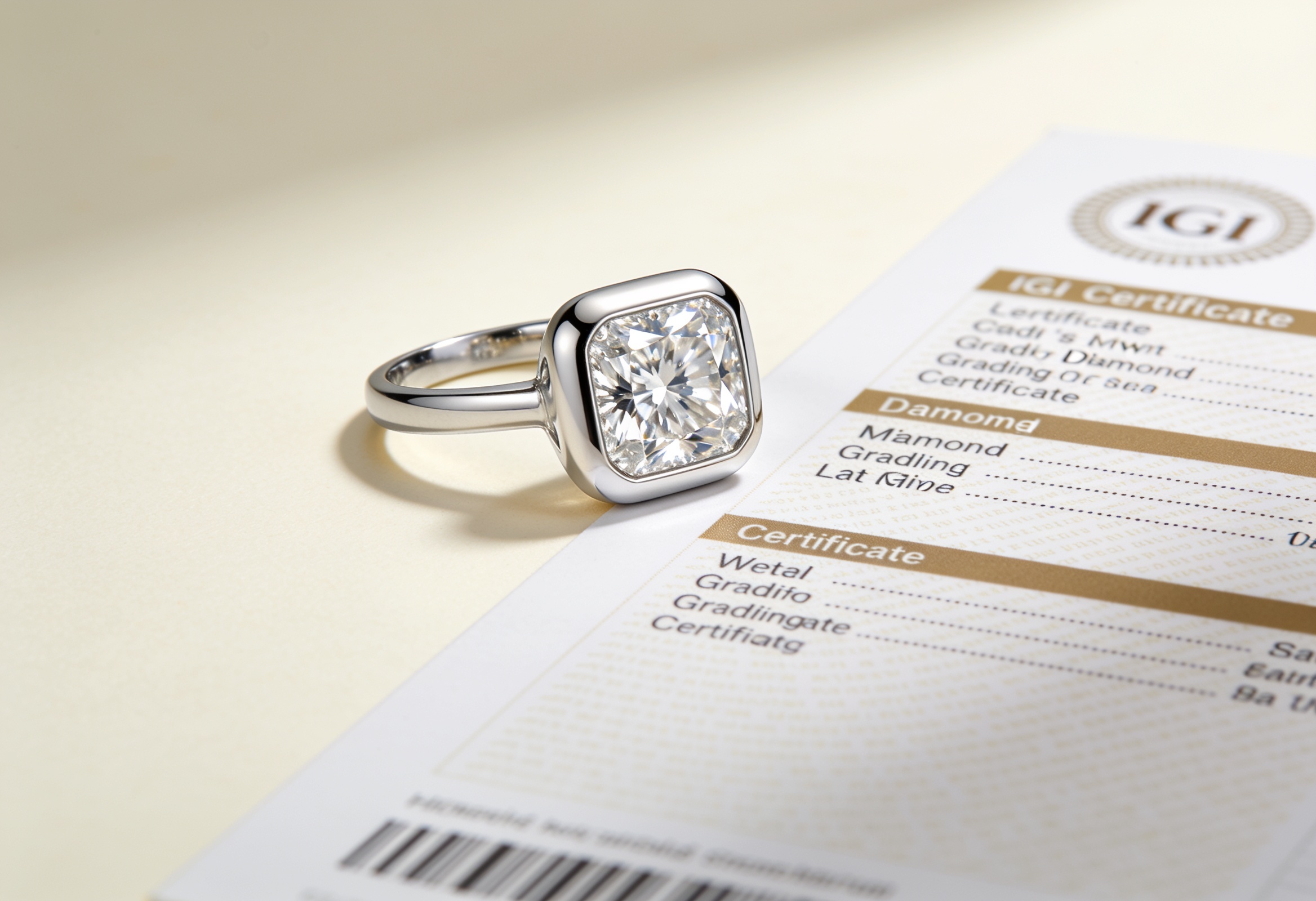 Cushion Cut Engagement Rings Canada 7 Cushion cut lab grown diamond ring with IGI grading certificate showing certified value