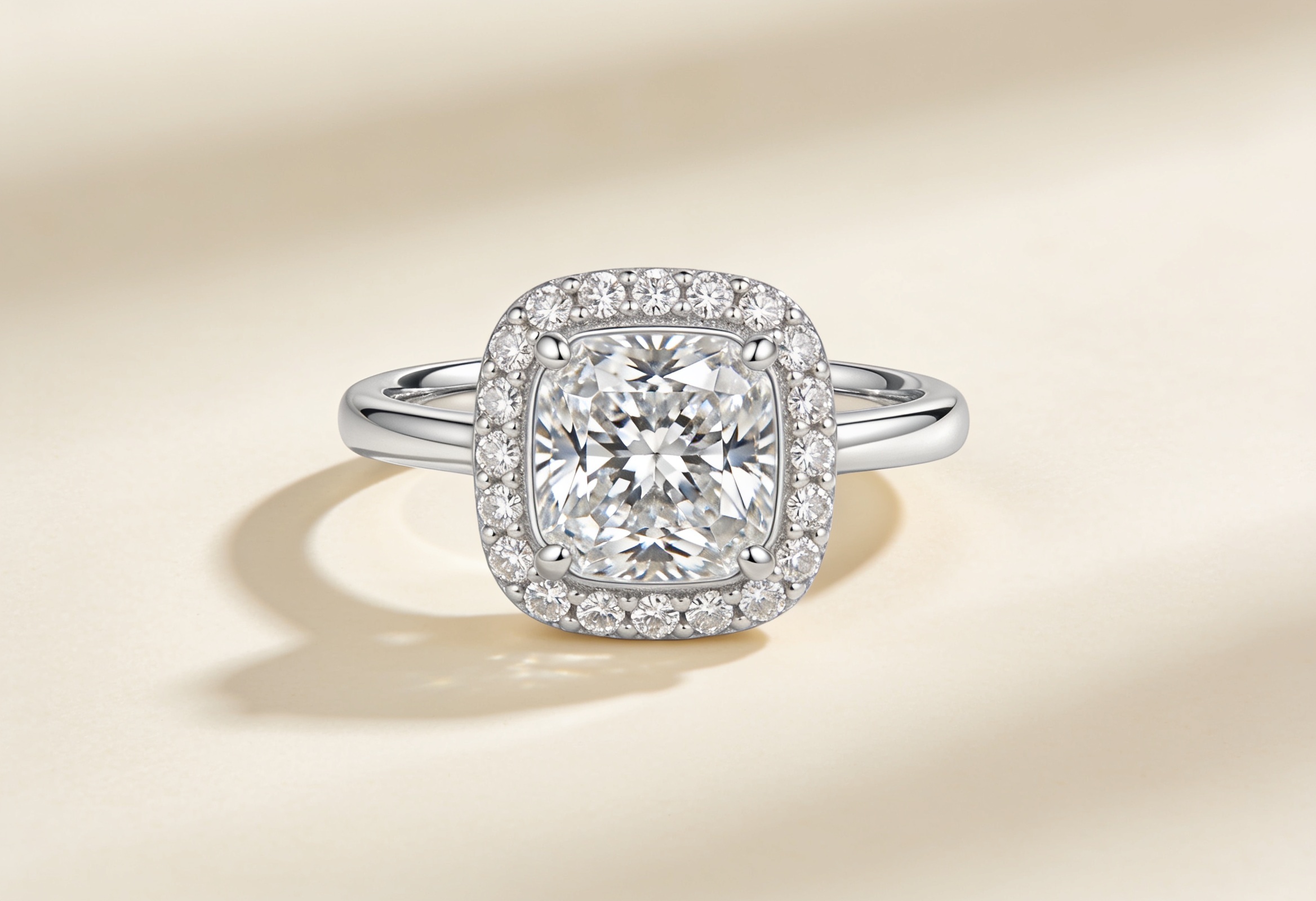 Cushion Cut Engagement Rings Canada 3 Cushion cut lab grown diamond halo engagement ring