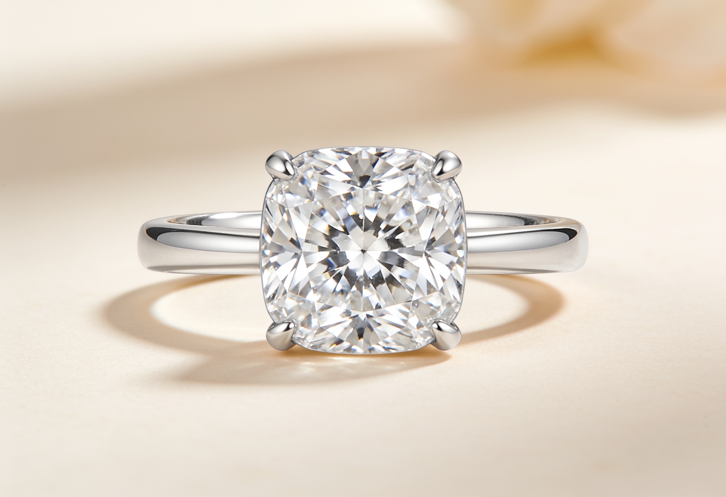 Cushion Cut Engagement Rings Canada 1 Cushion cut lab grown diamond solitaire engagement ring in white gold