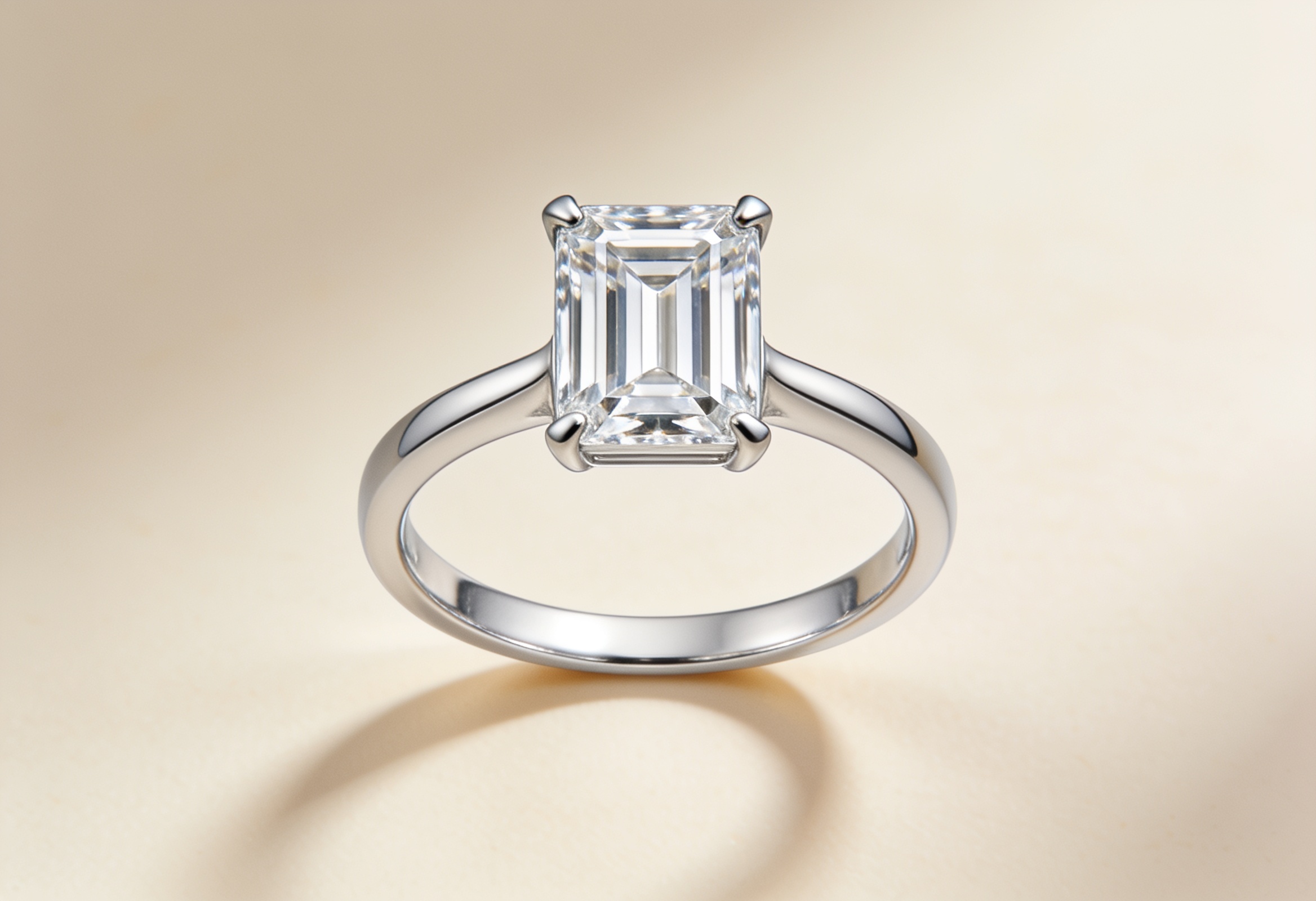 Emerald Cut Engagement Rings Canada 1 Emerald cut lab grown diamond solitaire engagement ring in white gold