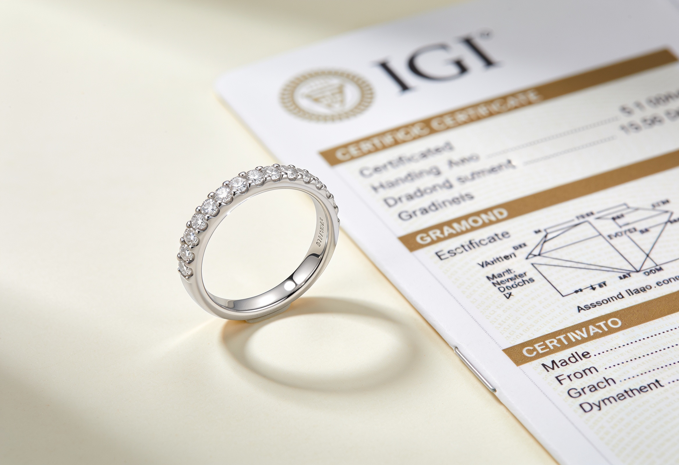 Lab Grown Diamond Eternity Rings Canada 7 Diamond eternity ring with IGI grading certificate showing certified value