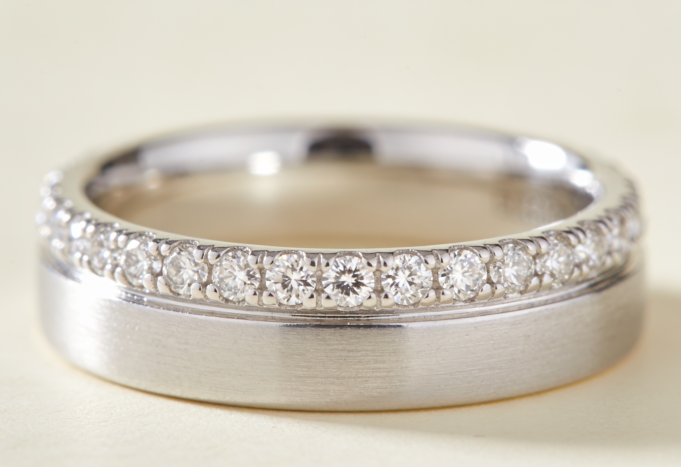 Lab Grown Diamond Eternity Rings Canada 3 Half eternity ring with lab grown diamonds across the top of the band