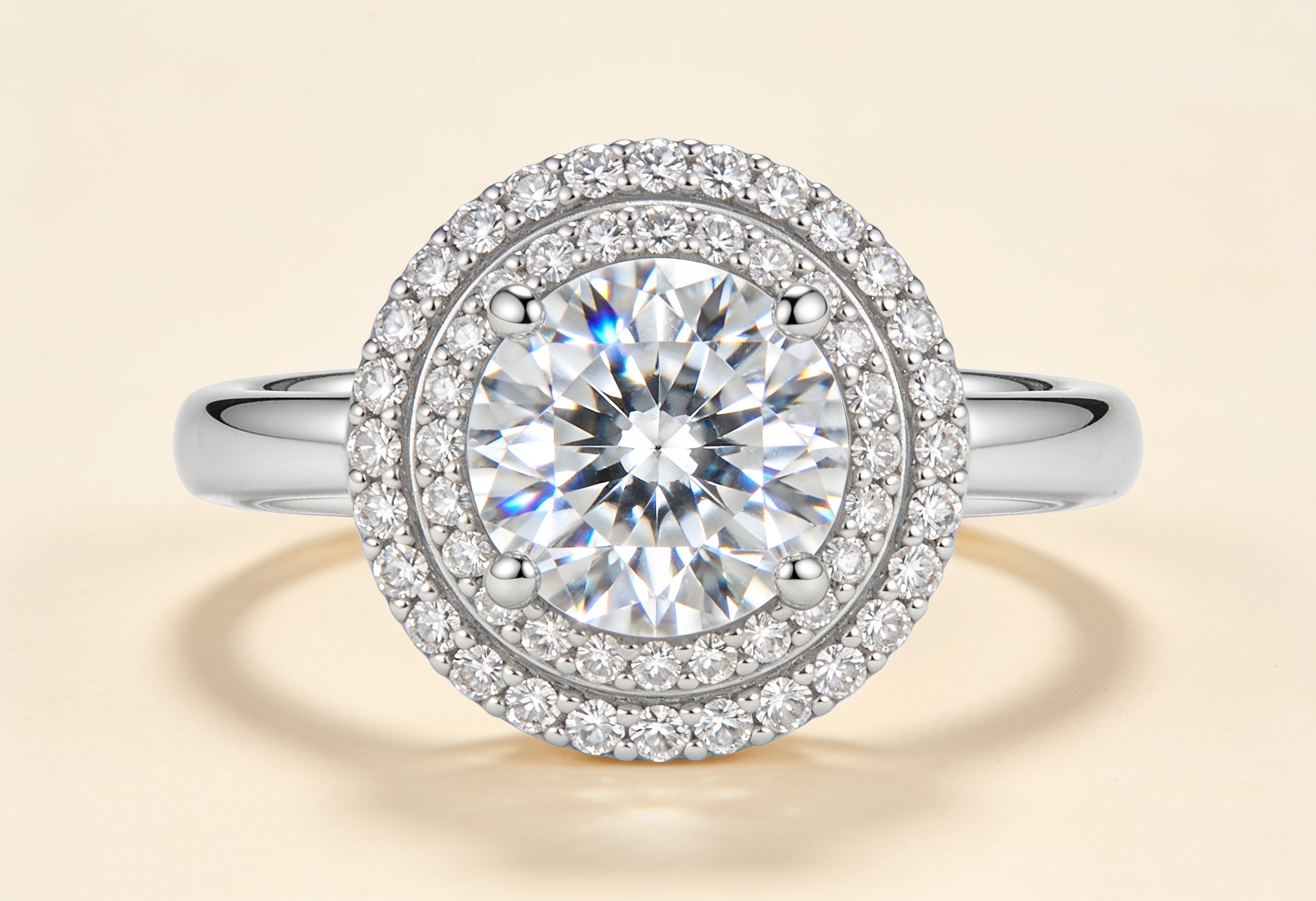 Double halo lab grown diamond engagement ring
