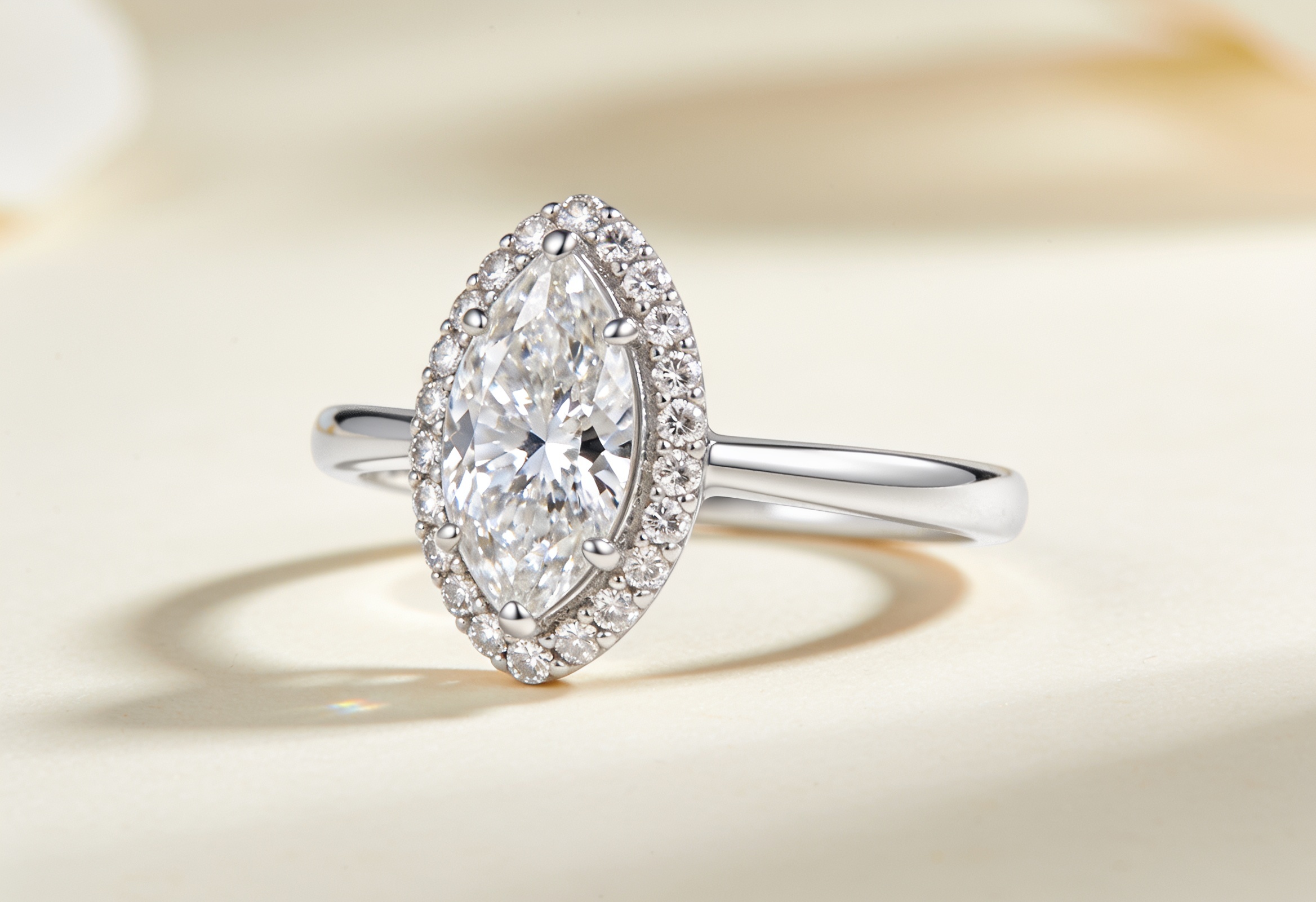 Marquise Engagement Rings Canada 3 Marquise cut lab grown diamond halo engagement ring
