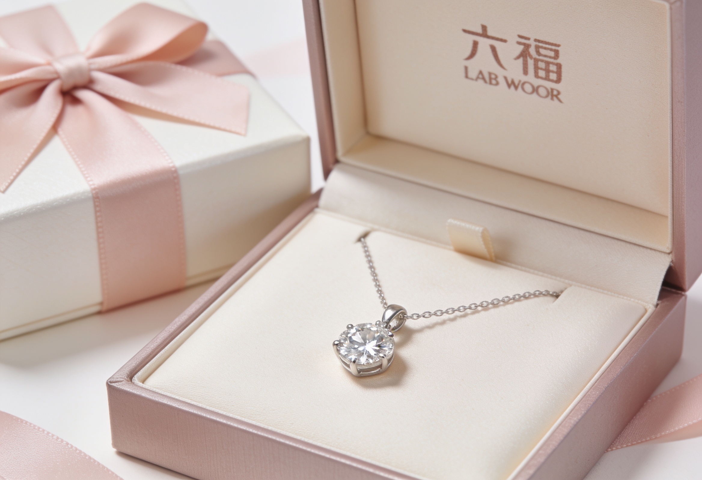Lab Grown Diamond Necklaces in Canada 7 Lab grown diamond pendant necklace presented in a gift box
