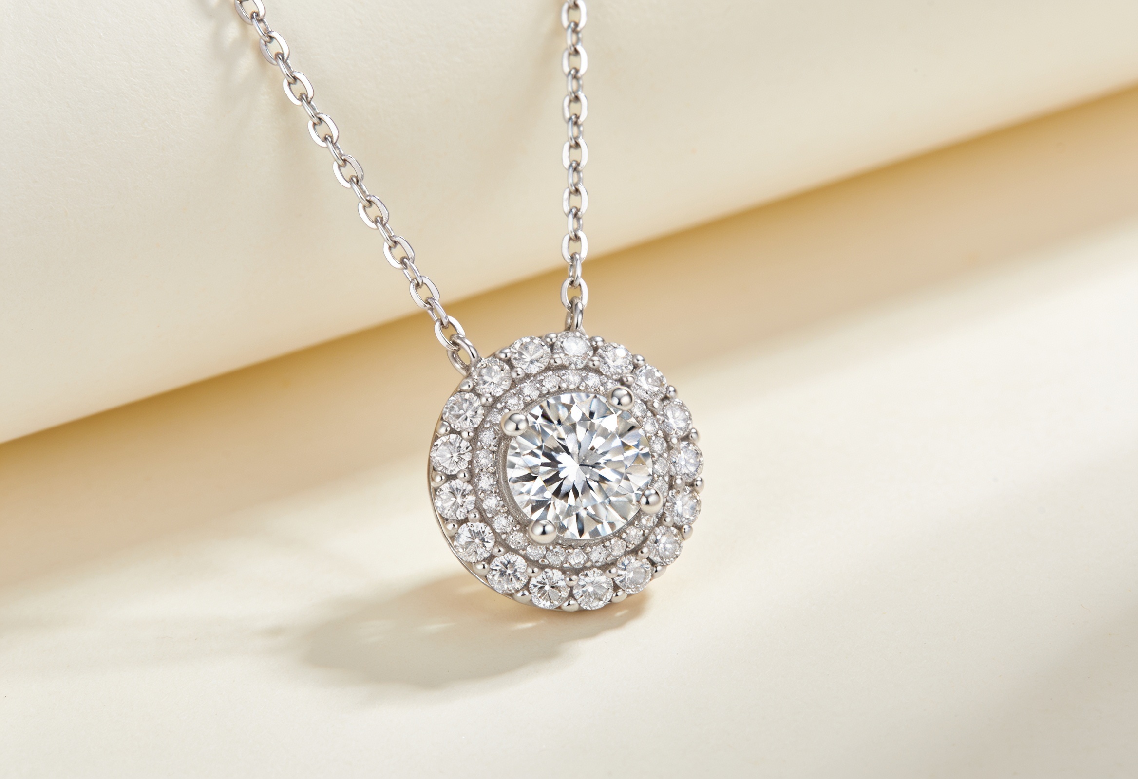 Lab Grown Diamond Necklaces in Canada 4 Lab grown diamond halo pendant necklace in white gold
