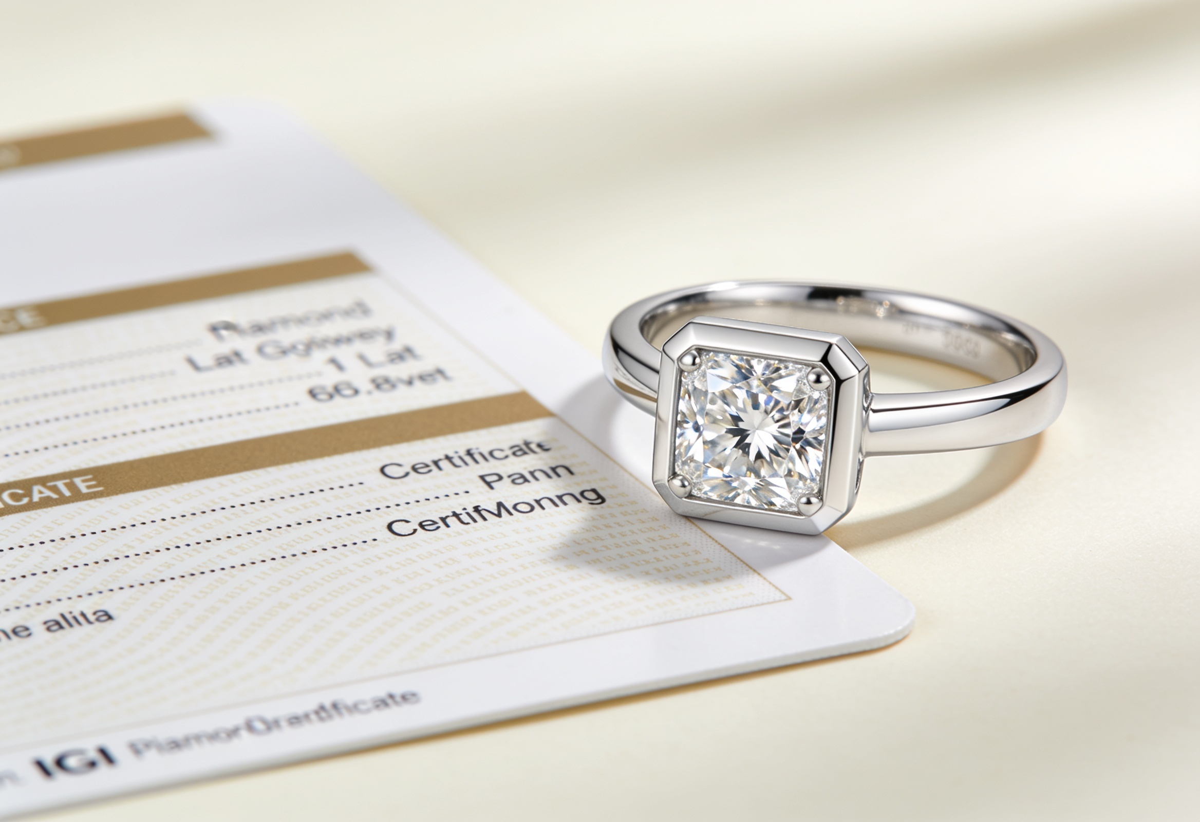 Princess Cut Engagement Rings Canada 7 Princess cut lab grown diamond ring with IGI grading certificate showing certified value