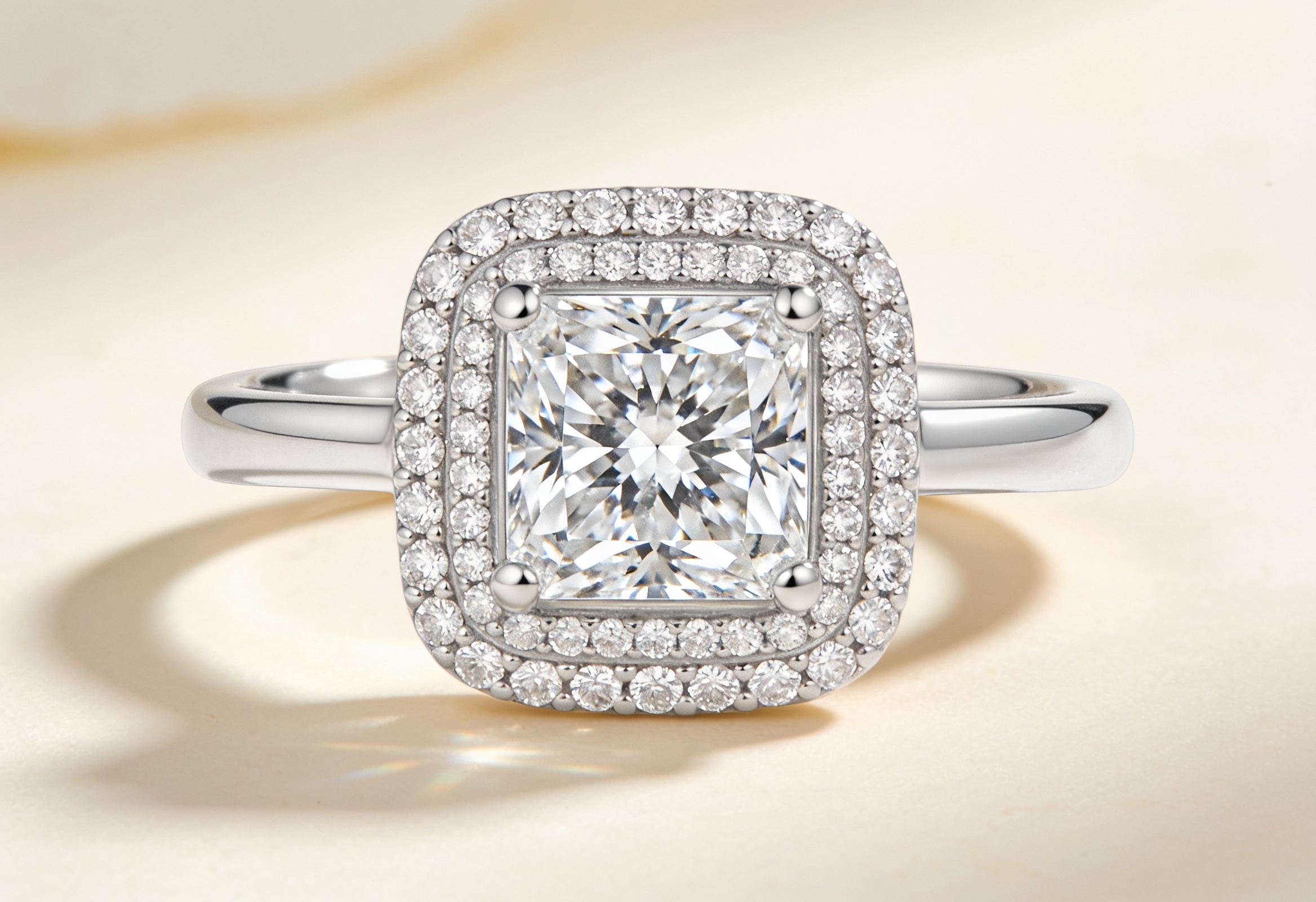 Princess Cut Engagement Rings Canada 3 Princess cut lab grown diamond halo engagement ring