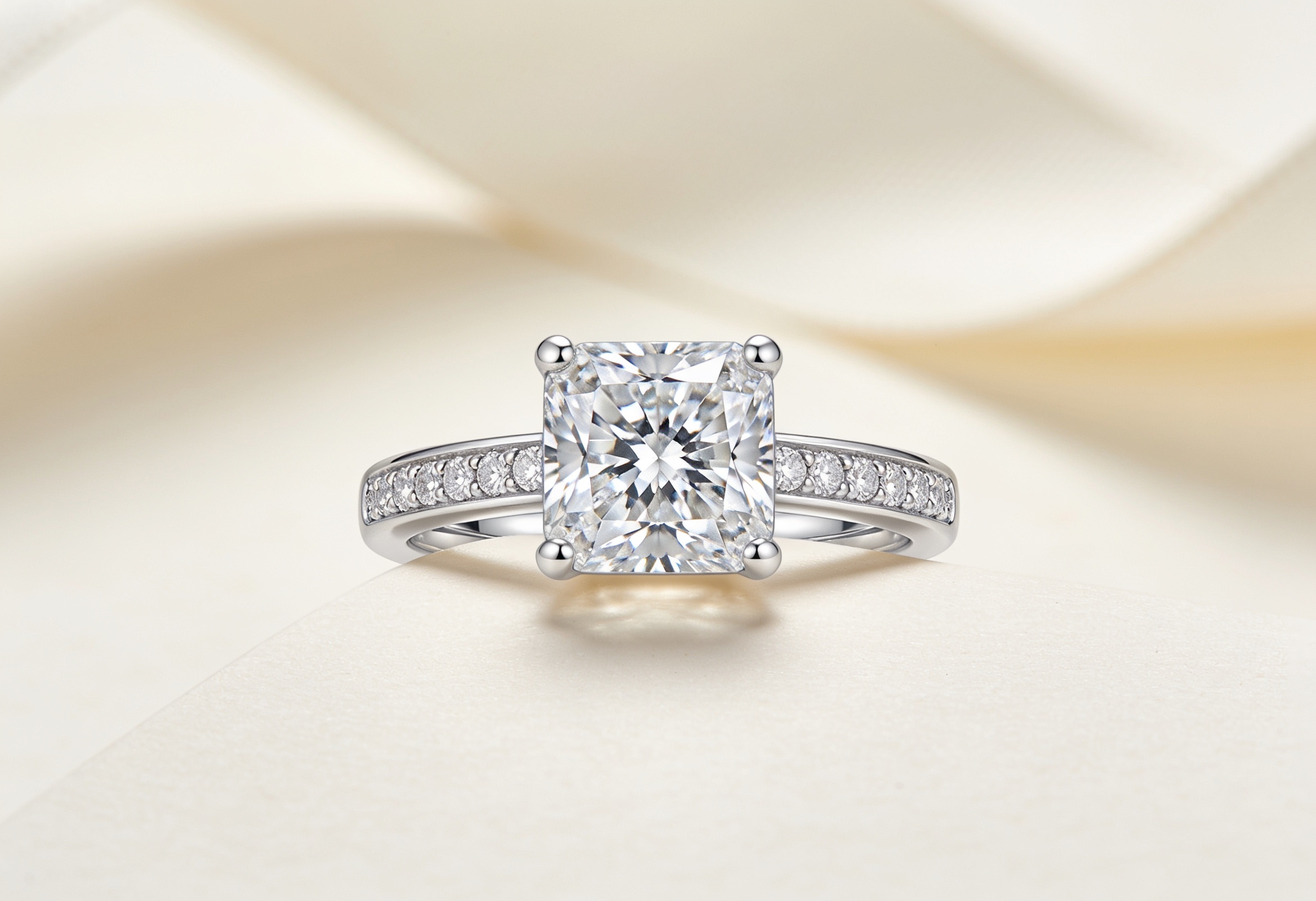 Princess Cut Engagement Rings Canada 4 Princess cut lab grown diamond ring with a diamond pave band