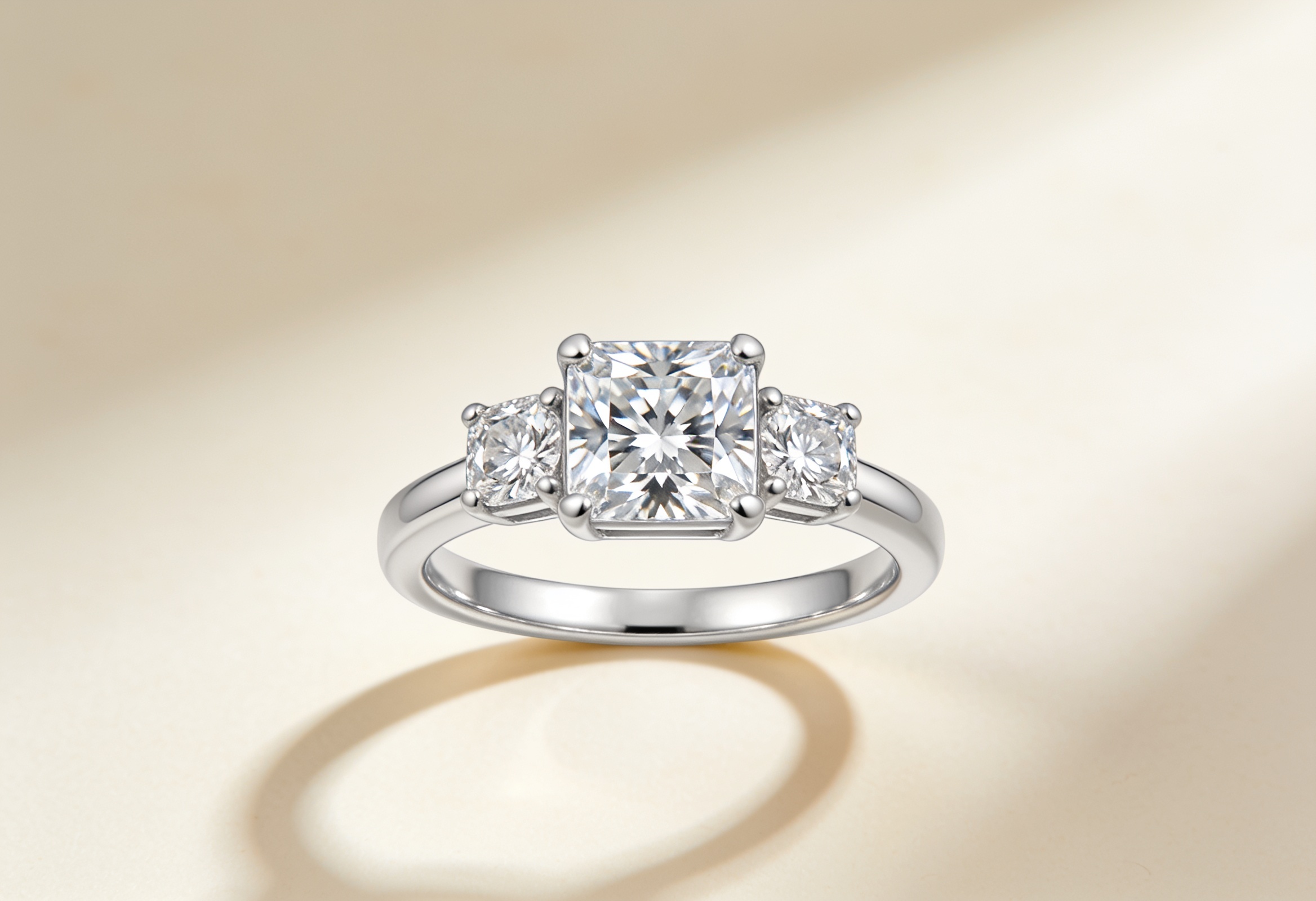 Princess Cut Engagement Rings Canada 5 Princess cut lab grown diamond three stone engagement ring