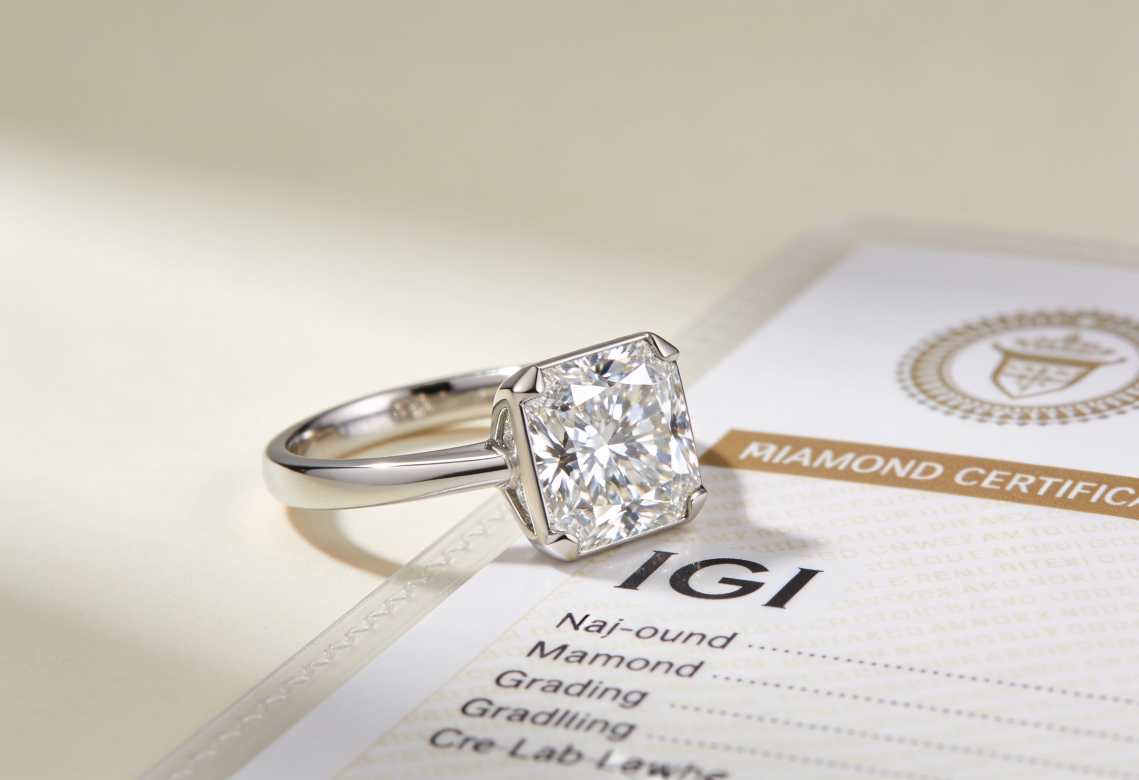 Radiant Cut Engagement Rings Canada 7 Radiant cut lab grown diamond ring with IGI grading certificate showing certified value