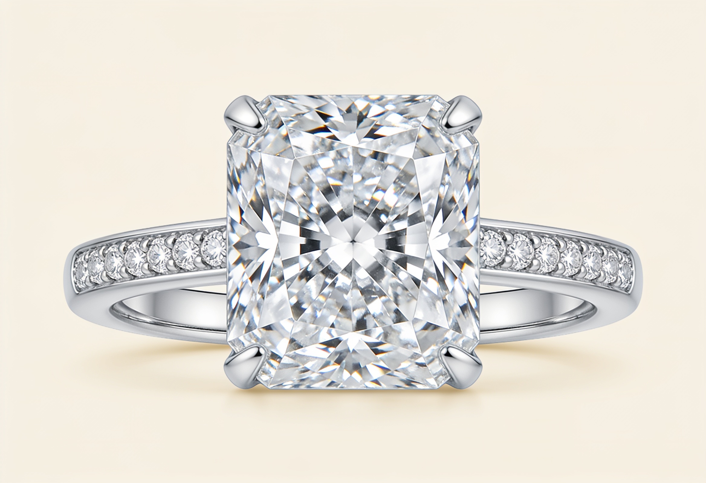 Radiant Cut Engagement Rings Canada 4 Radiant cut lab grown diamond hidden halo engagement ring