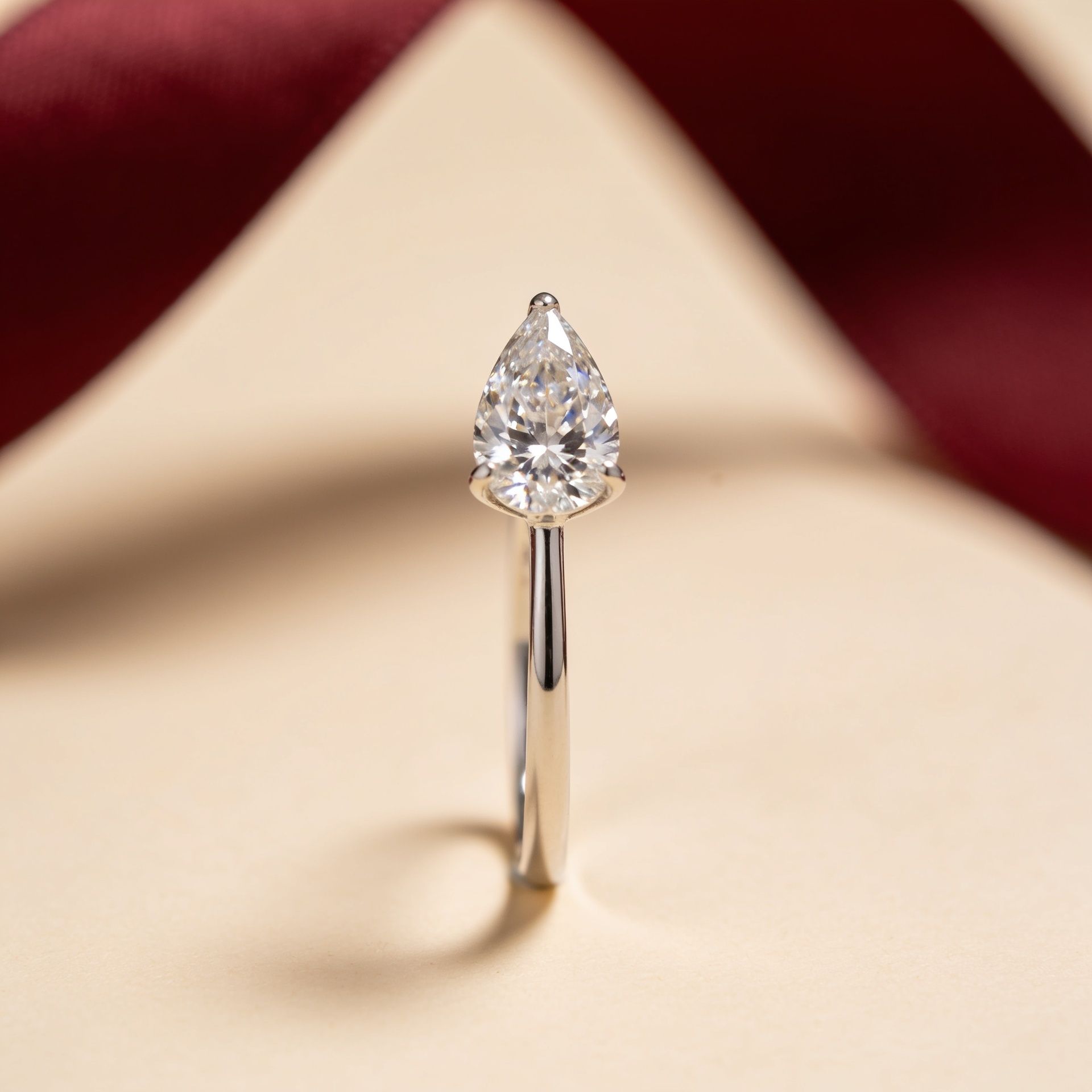 Pear Shaped Engagement Rings Canada 1 Pear shaped lab grown diamond solitaire engagement ring in white gold