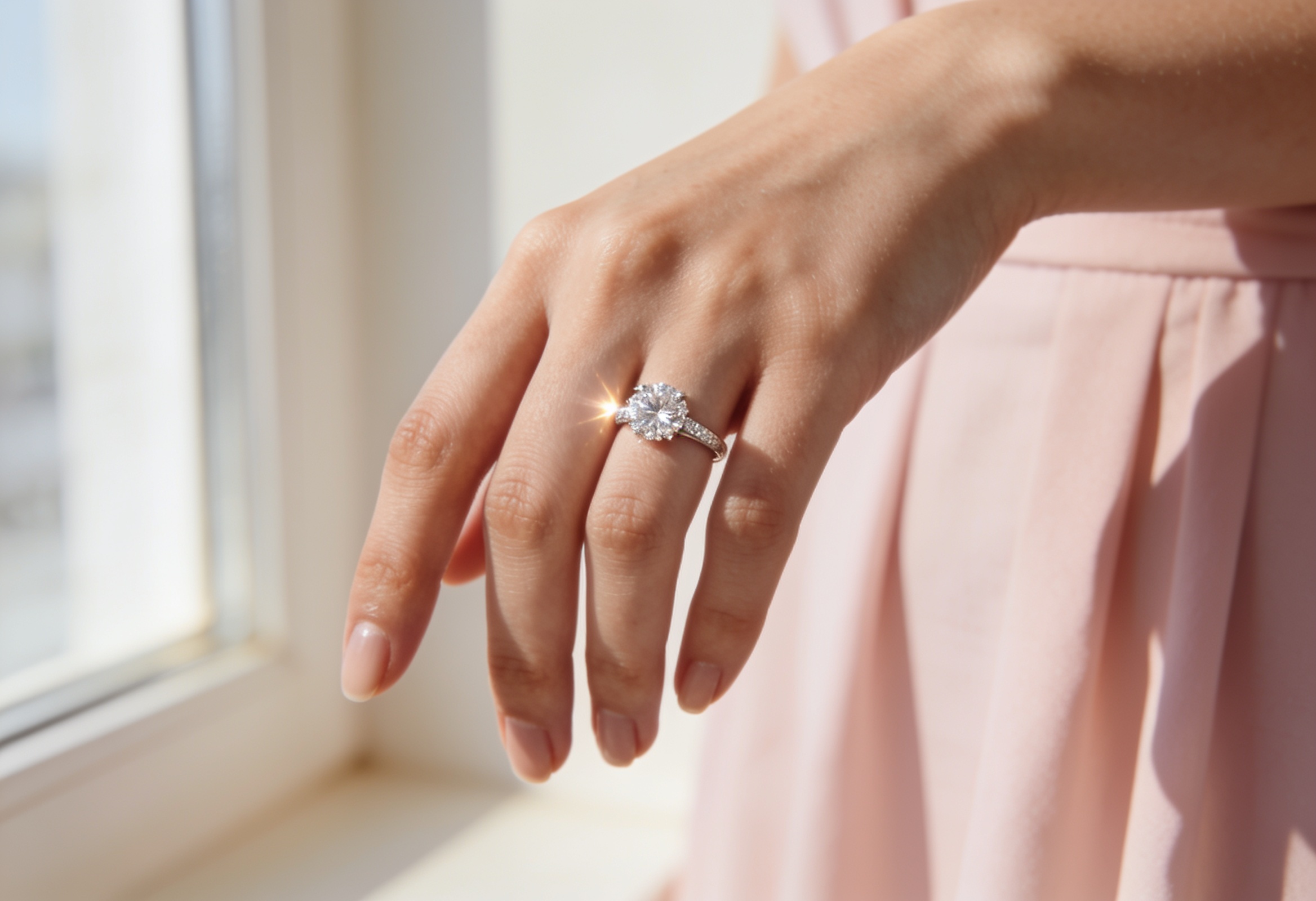 Engagement ring fitting perfectly on a hand
