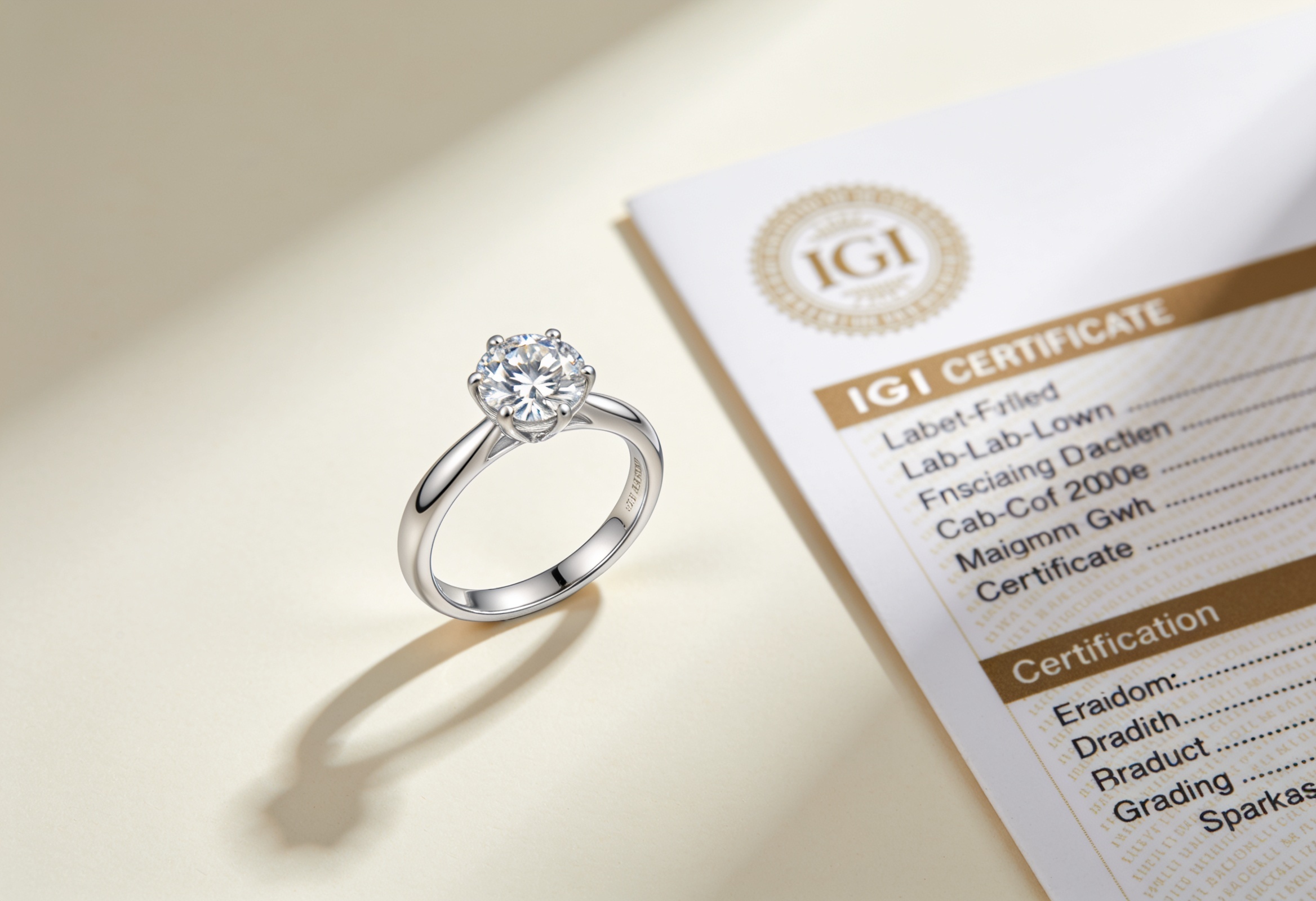 Solitaire Lab Grown Diamond Engagement Rings Canada 7 Solitaire lab grown diamond ring with IGI grading certificate showing certified value