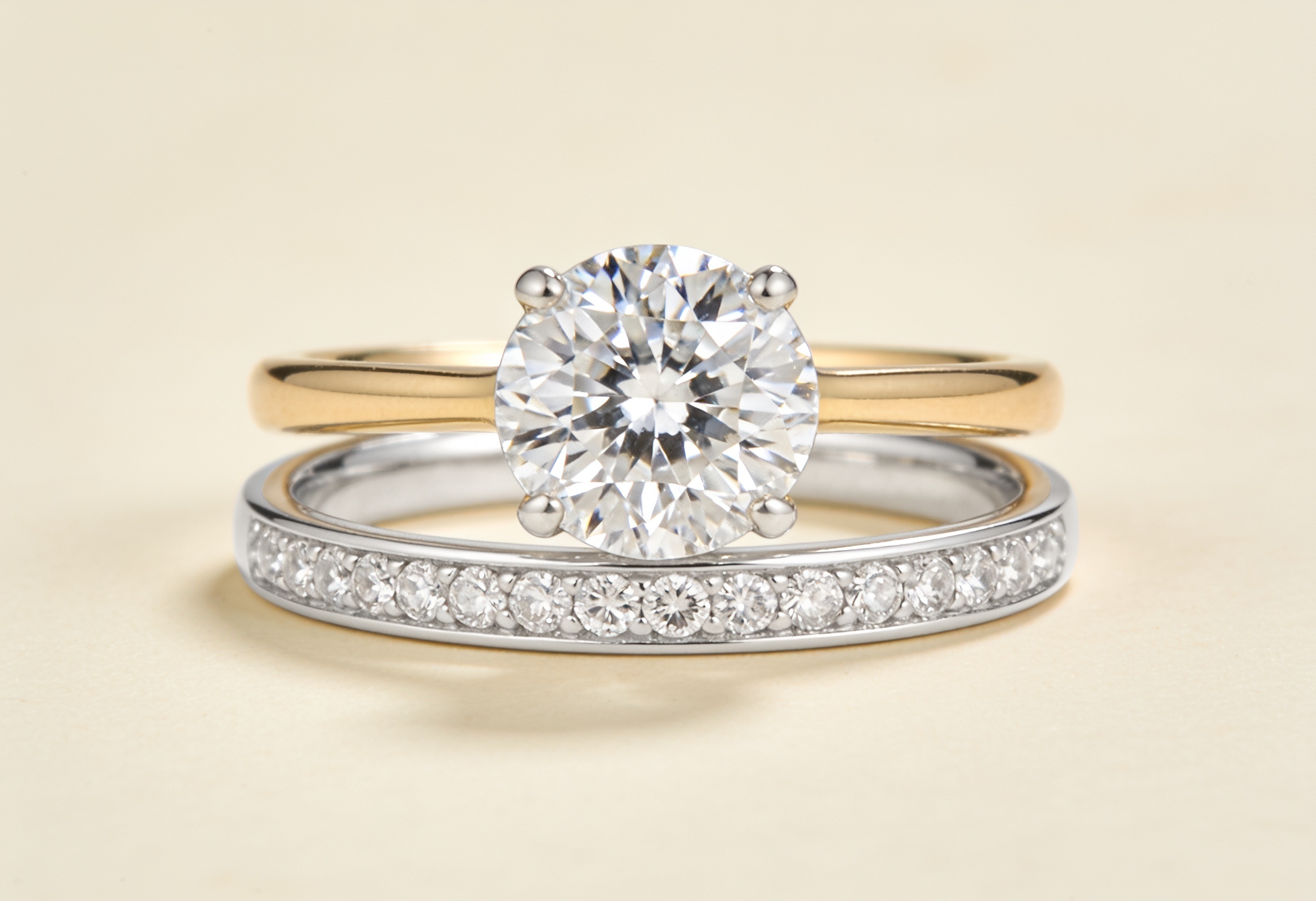 Solitaire Lab Grown Diamond Engagement Rings Canada 5 Solitaire engagement ring paired with a diamond wedding band