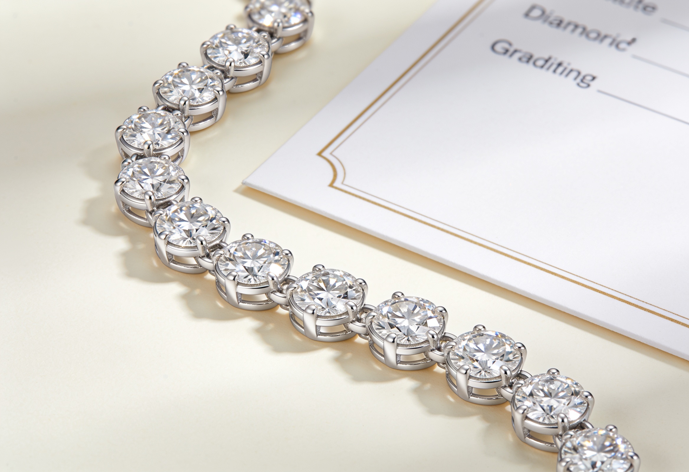 Lab Grown Diamond Tennis Bracelets in Canada 7 Lab grown diamond tennis bracelet beside its grading certificate