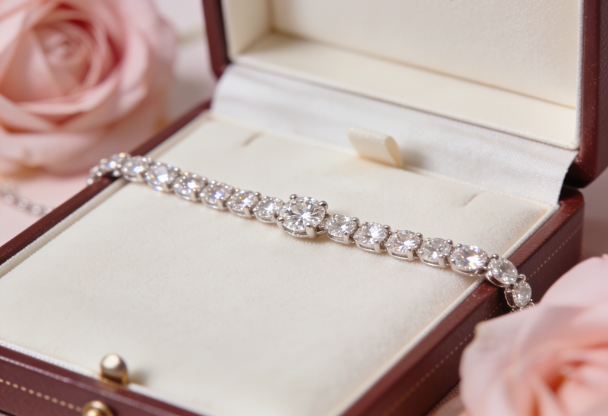 Lab Grown Diamond Tennis Bracelets in Canada 5 Lab grown diamond tennis bracelet presented in a gift box