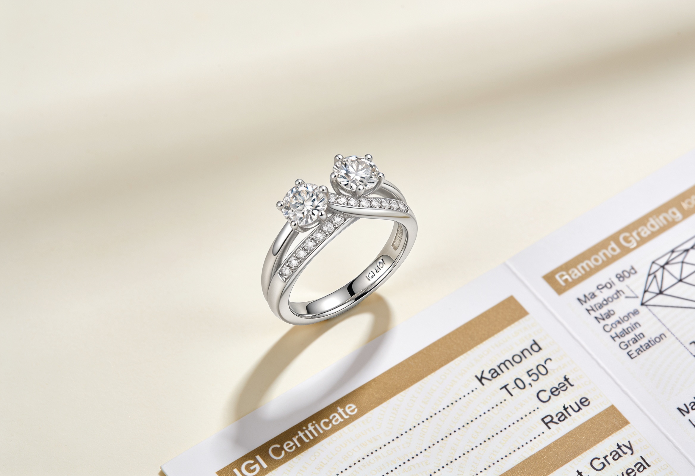 Toi et Moi Lab Grown Diamond Rings Canada 7 Toi et moi lab grown diamond ring with IGI grading certificate showing certified value