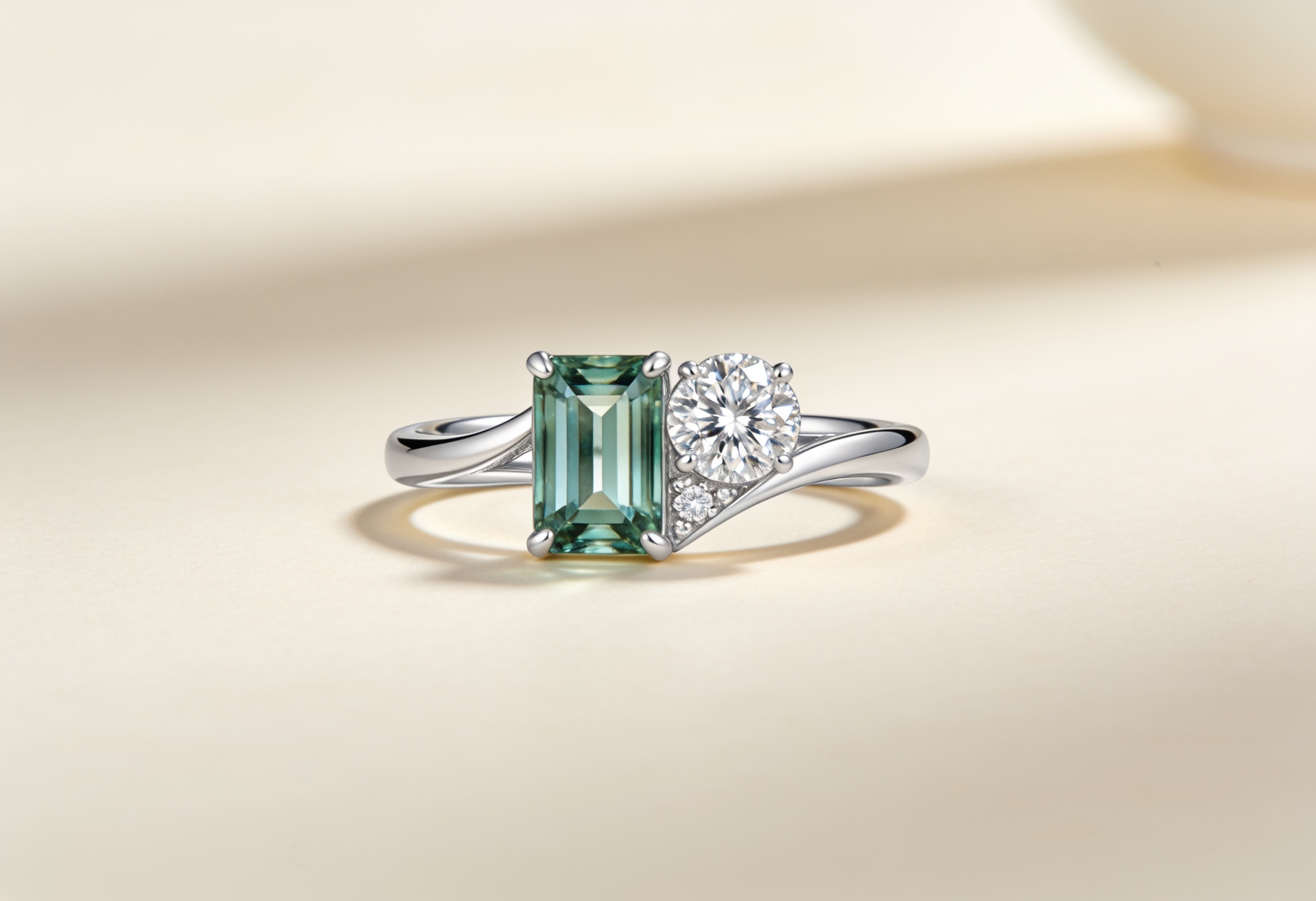 Toi et Moi Lab Grown Diamond Rings Canada 2 Toi et moi lab grown diamond ring pairing an emerald cut and a round diamond