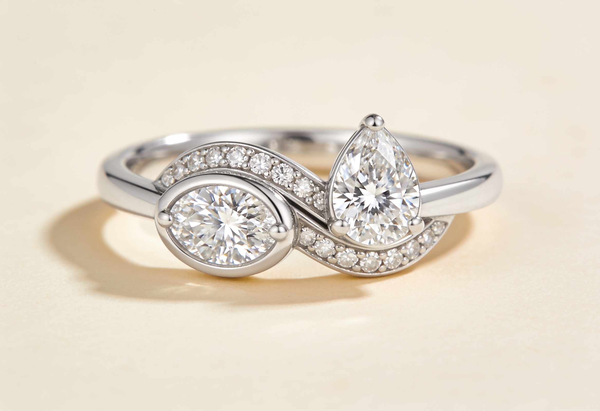 Toi et Moi Lab Grown Diamond Rings Canada 1 Toi et moi lab grown diamond engagement ring with oval and pear diamonds in white gold