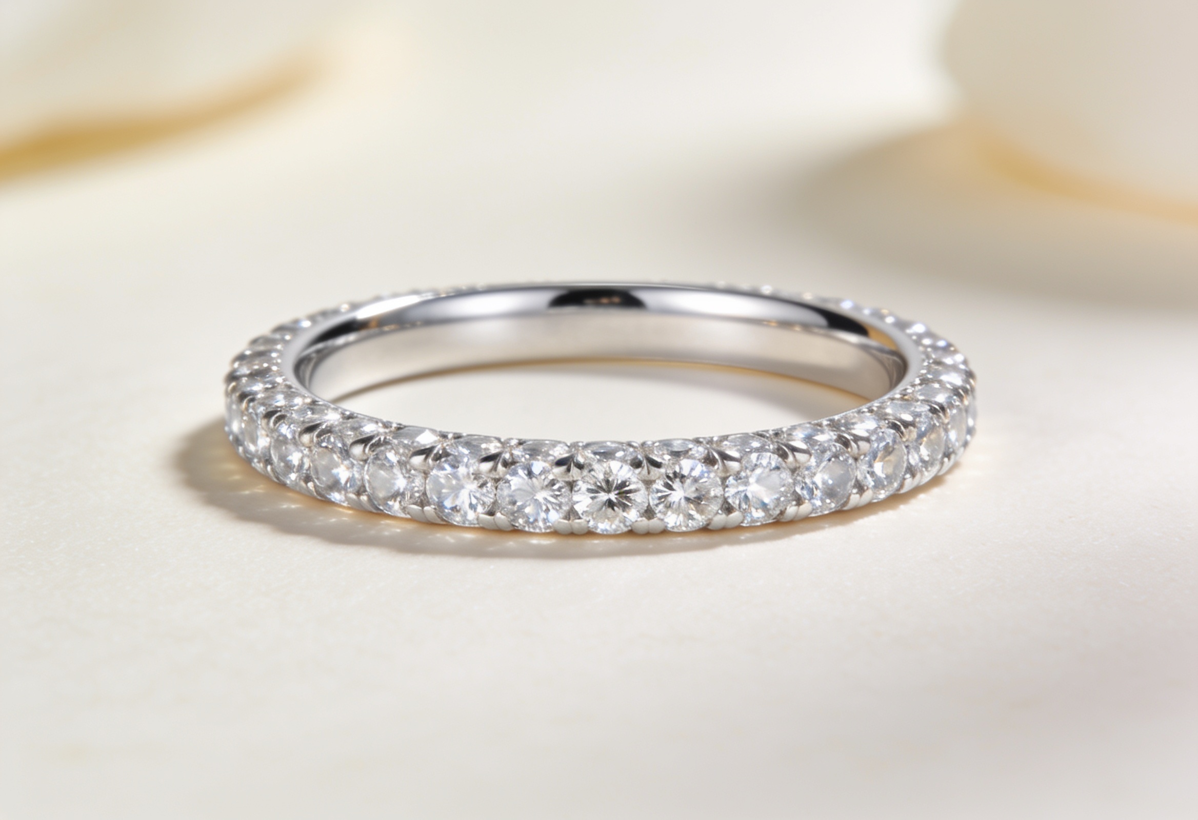 Women's full diamond eternity wedding band