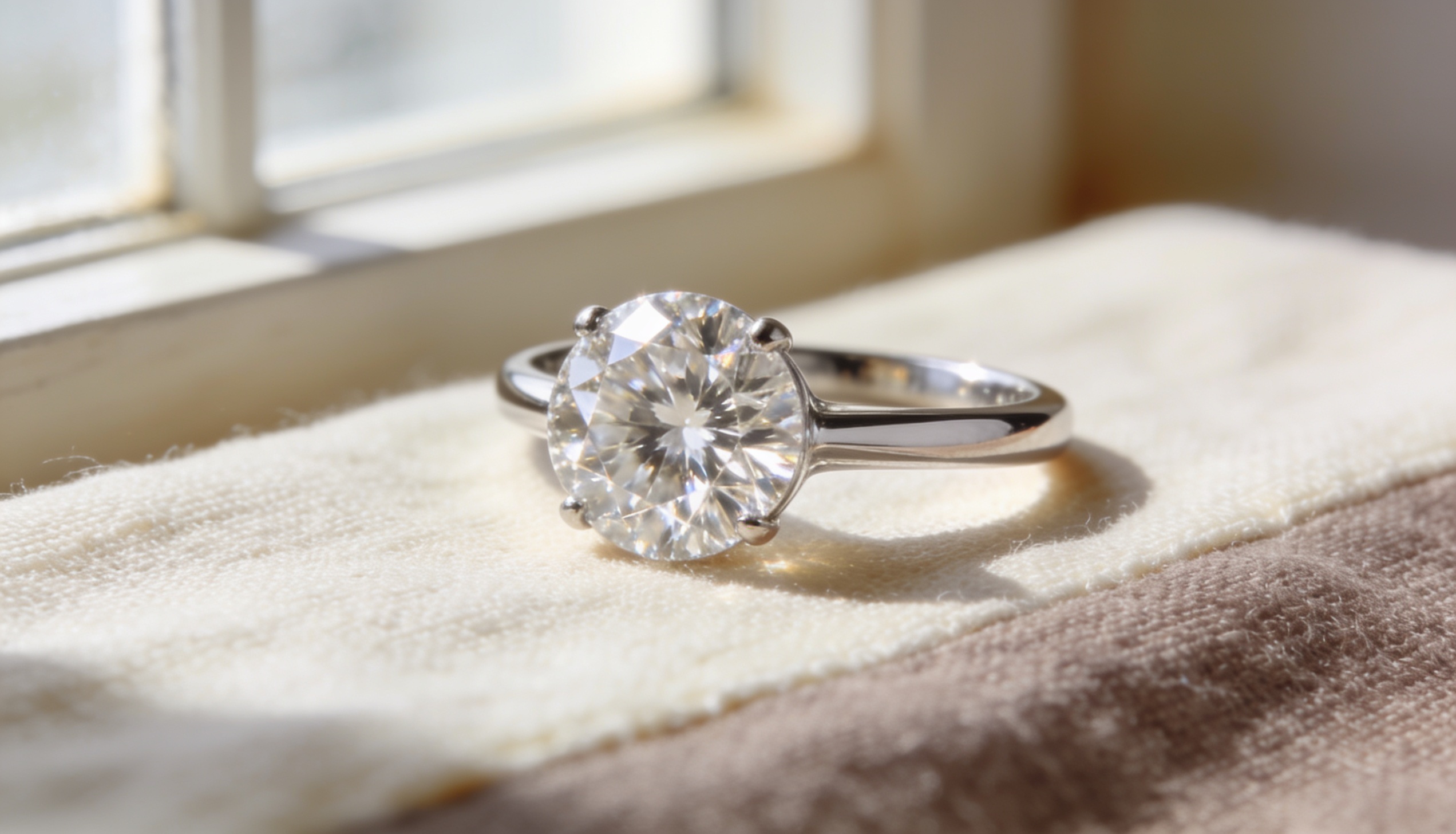 3 carat round lab grown diamond solitaire engagement ring in platinum